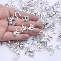 3050100pcs horseshoe random mix charms little pony pendant alloy vintage silver color accessories diy making material jewelry