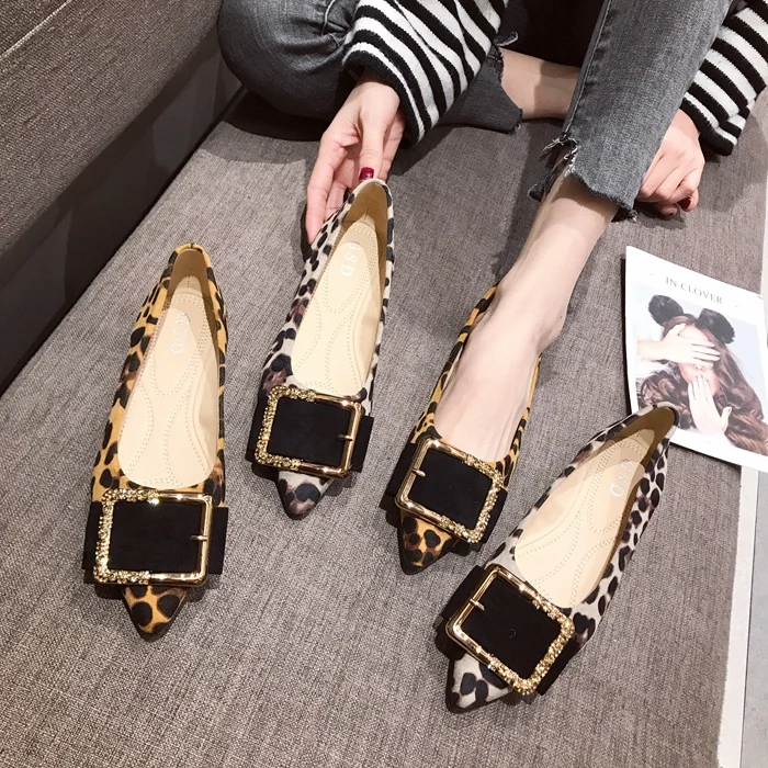 

Lady Shoes Flat Heel Leopard Fashion Classic All Match Extra Big Size 44 45 46 Small Size 31 32 33 34 Pointed Toe Women Flats