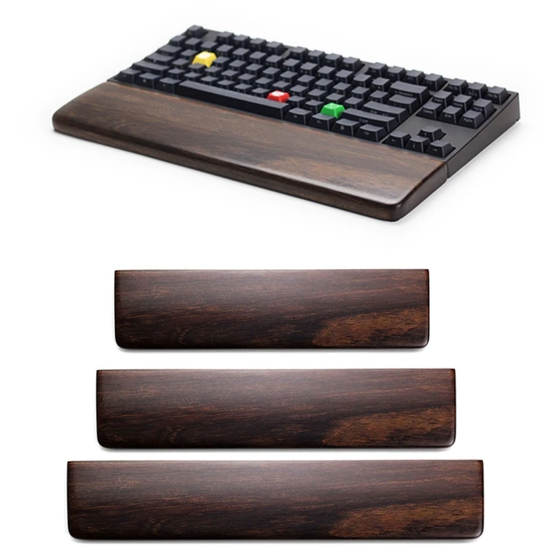 

Comfortable Sandal Wood Palm Keyboard Wrist Rest Support Pad for Ergonomic Easy Typing and Pain Relief 61 87 104 Keys-Black Waln