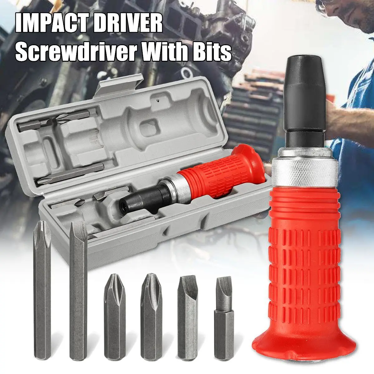 

8Pcs Impact Screwdriver Driver Set Carbon Steel Multi Bits Hammer Socket Storage Box Screwdriver Head Set Universal Repair Tools