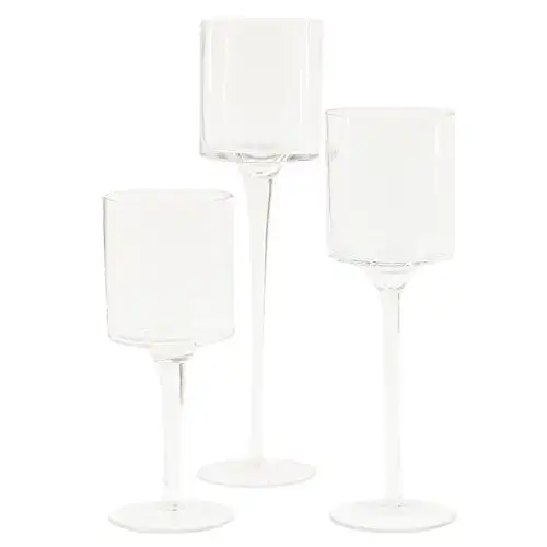 Wedding  Long Stem Glass Candle Holder, Set of 3 Lotus candl