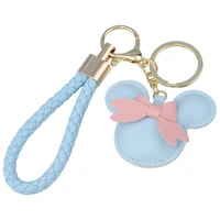 cartoon mouse butterfly braided rope keychain fashion ice cream pu key pendant grab machine doll small gift bear head key chain