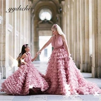pink mother and daughter matching clothes 2022 flower girl dresses sleeveless v neck prom dress formal evening party gown
