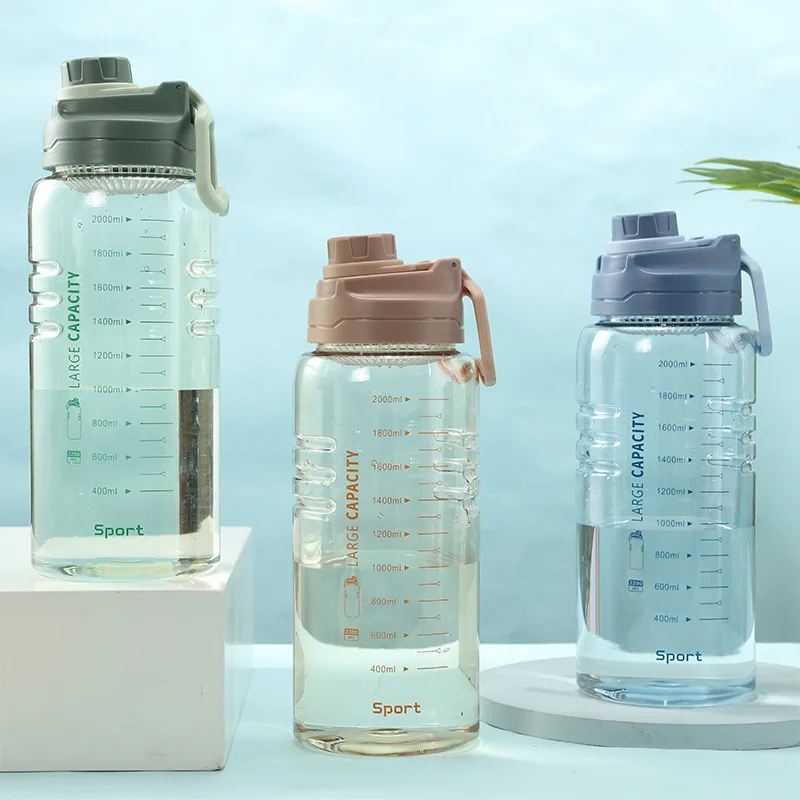 

Large-Capacity Plastic Water Bottle With Scale High-Temperature Drop-Resistant Outdoor Sports Water Cup With Strainer