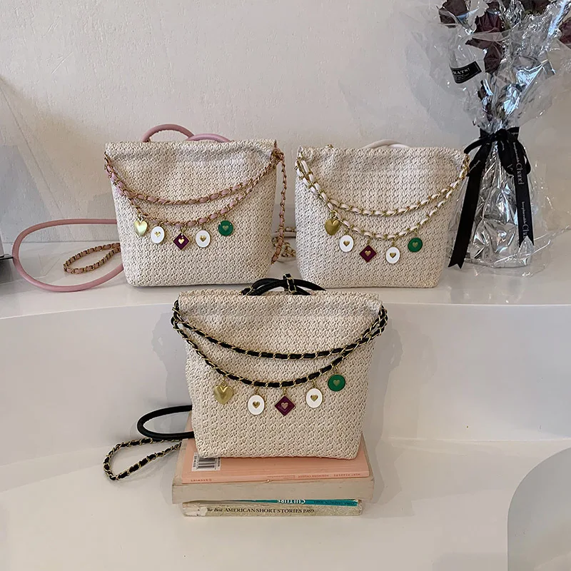 

Casual Straw Woven Women Shoulder Bag 2023 Summer Handbags Women's Crossbody Bag Bohemian Beach Bags Female Small Bucket Bag