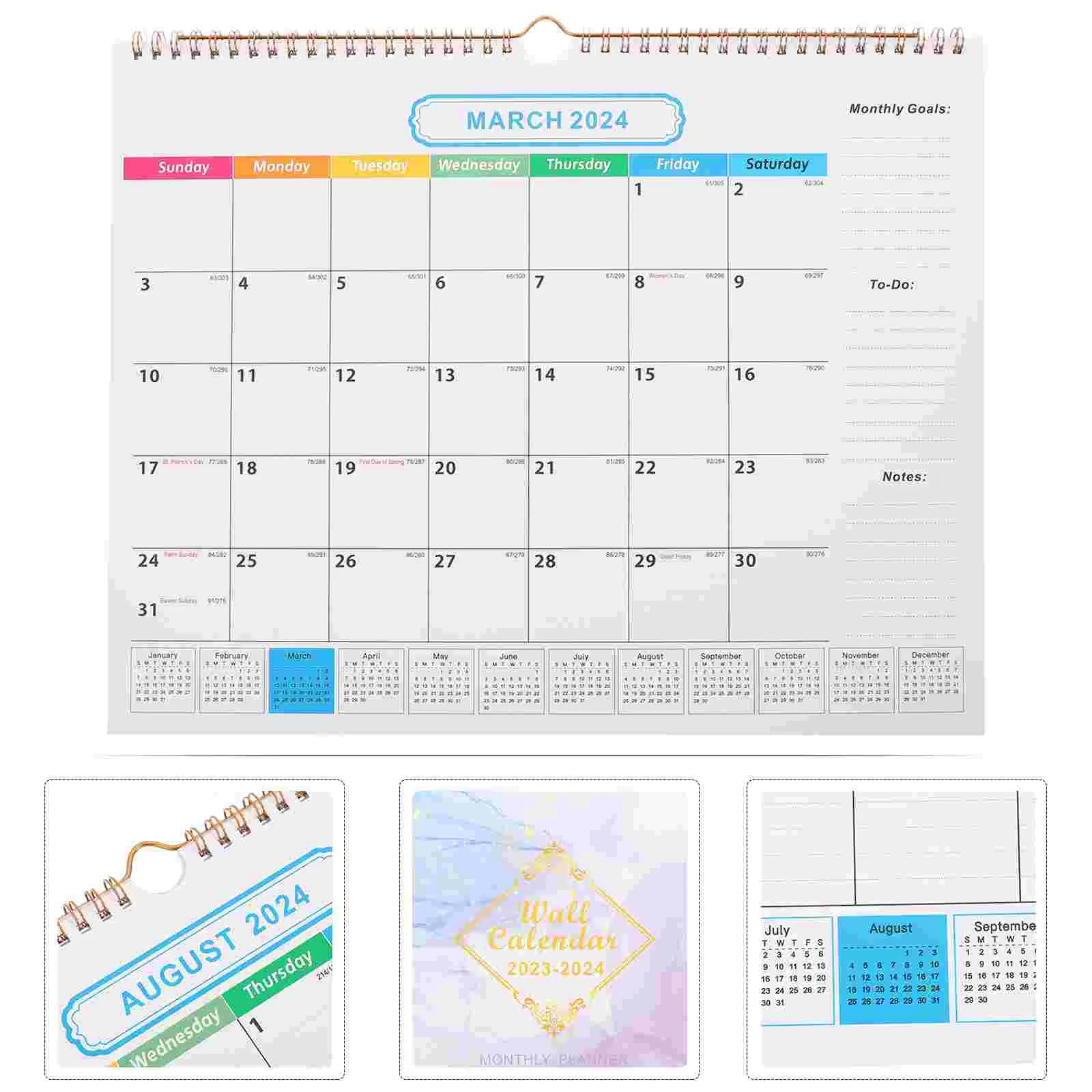 

2024 Wall Calendar Appointment Daily Use Monthly Office Household Home Calendars Sturdy Countdown Hanging 2023 Paper