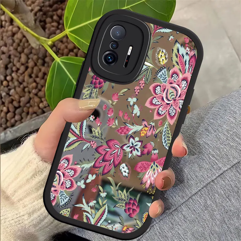 Mirror Case For Xiaomi Mi 11 Lite 5G NE 10 9 8 12 12X 12S Pro 10T 11T Soft Silicone Shockproof Flower Cover