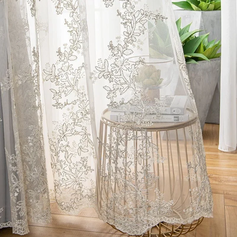 

Кружевные занавески с вышивкой в стиле принцессы для гостиной, столовой, спальни