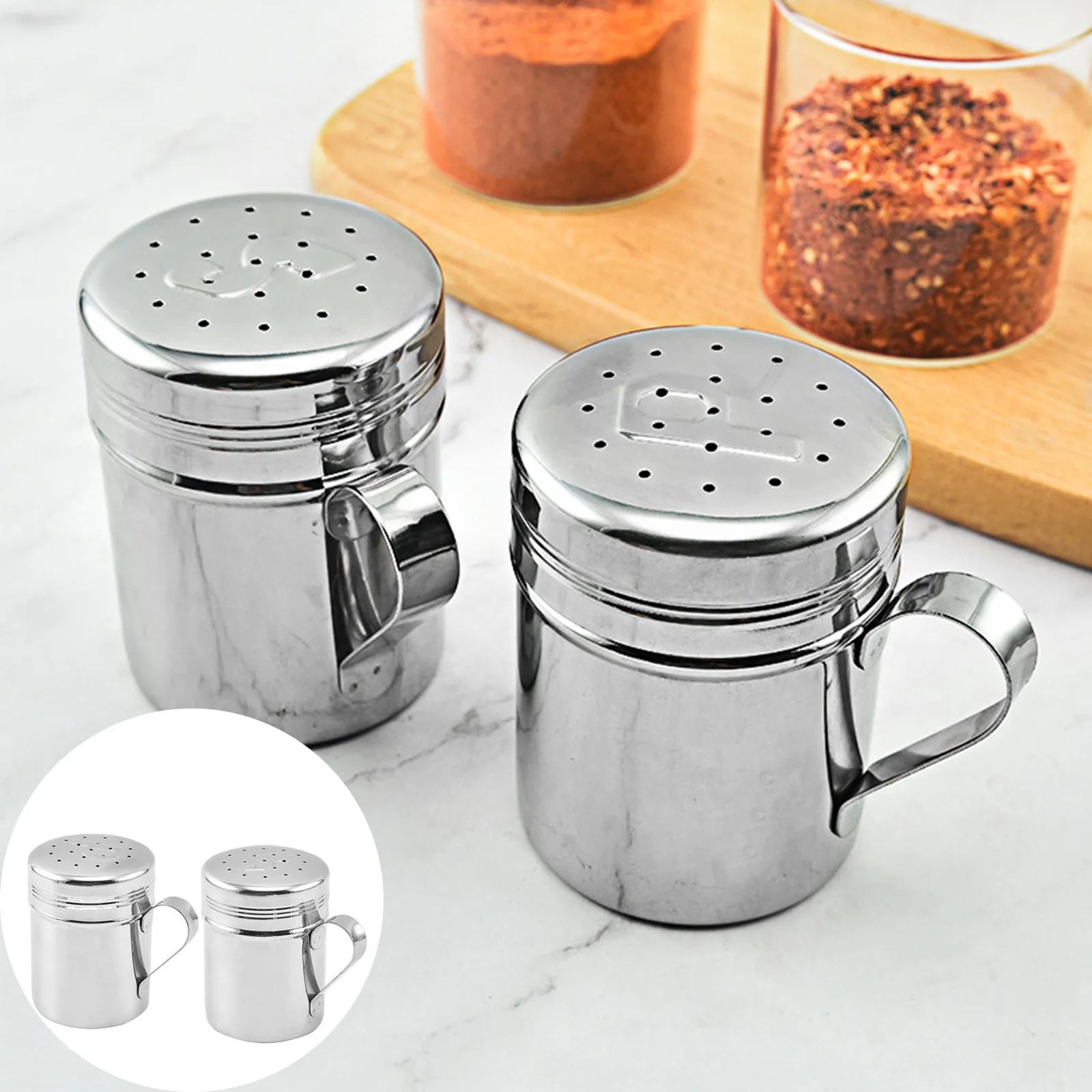 

Salt Sugar Bottle Rotating Cover Multi-purpose Stainless Steel 1pcs Kitchen Gadgets Spice Pepper Shaker Spice Jar Seasoning Can