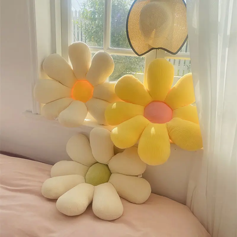 

Small Daisies Lovely Sunflowers Plush Flowers Pillow Car Seat Sofa Bed Pillows, Tatami Living Room Bedroom Cushions