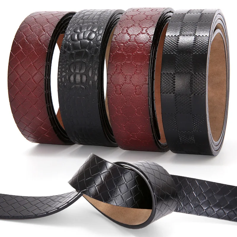 

Ремень Мужской без пряжки, брендовый пояс из натуральной кожи, Роскошный дизайнерский, 3,5 см