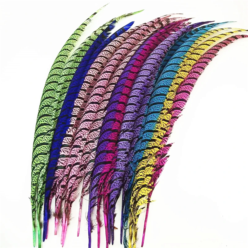 

50Pcs Colored Natural Lady Amherst Pheasant Tail Feathers for Crafts 32-40'' 80-100CM Carnival Long Feather Clothes Decoration