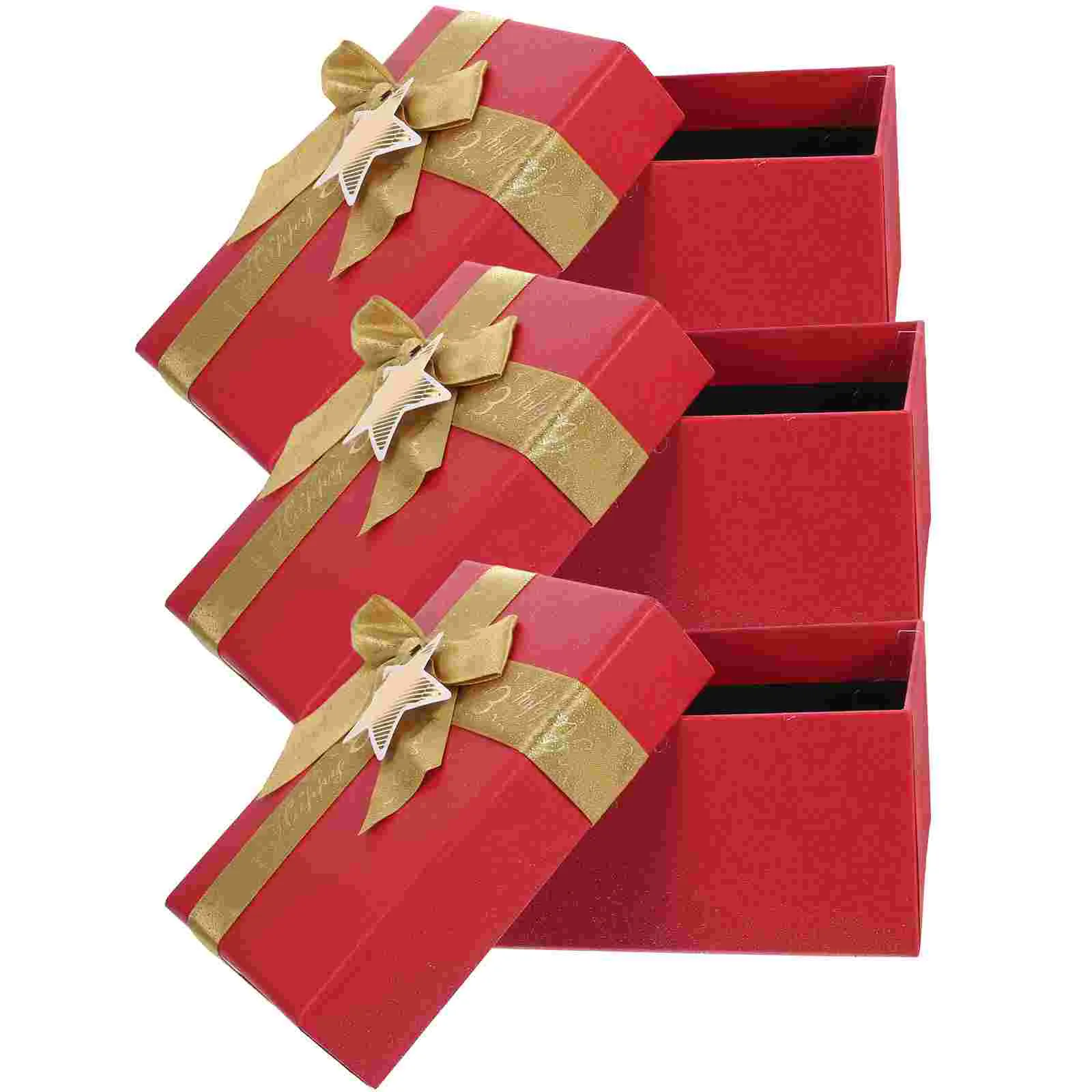 

3 Pcs Red Christmas Ribbon Candy Gift Case Bronzing Xmas Supply Gifts Baskets Bride