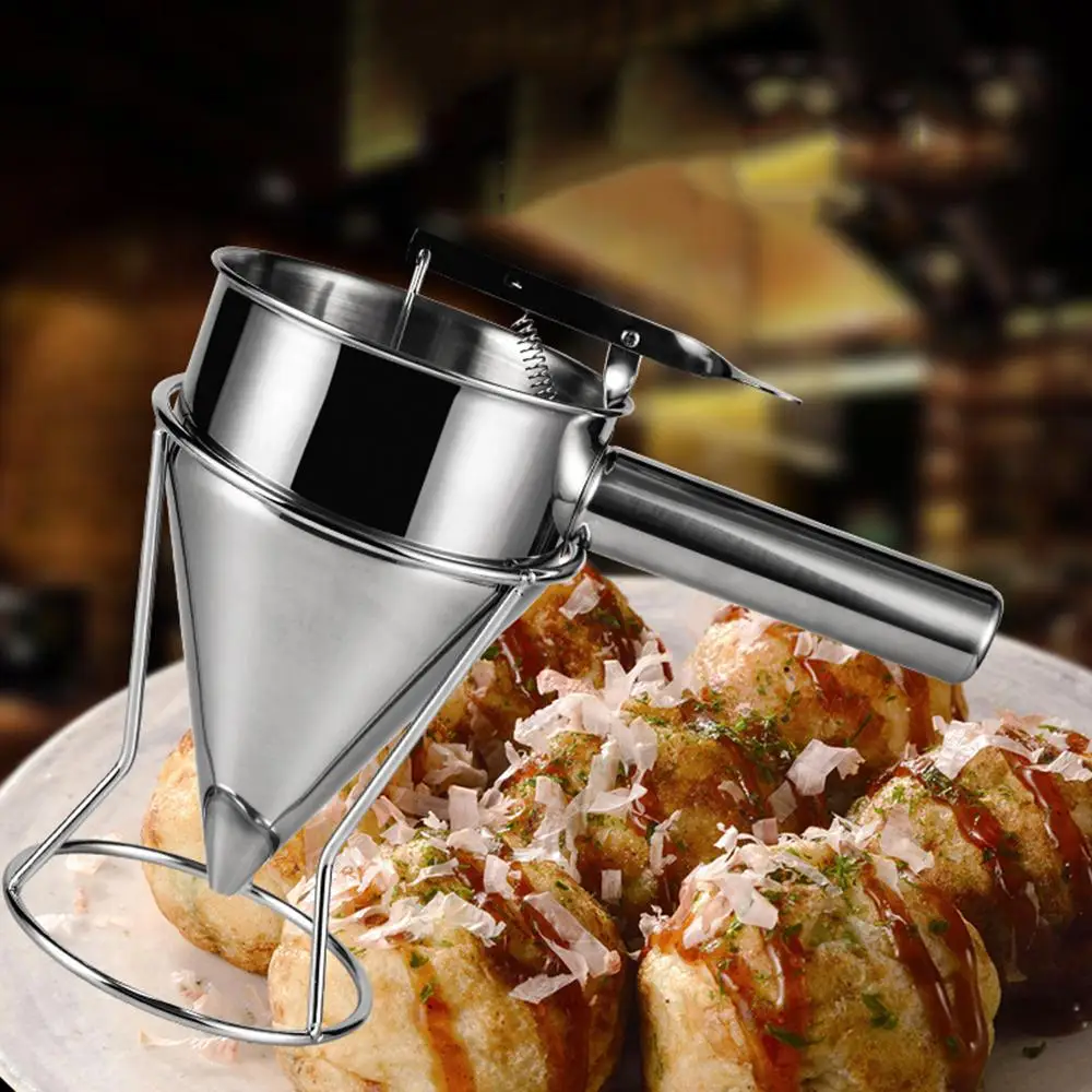 

Stainless Steel Piston Funnel With Support Octopus Balls Tool For Sauce Drip Cream Dosing Funnel For Kitchen Home Funnel