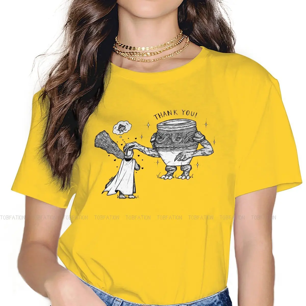 

Pot Boy Thank You O Collar TShirt Elden Ring Role Playing Game Fabric Basic T Shirt Woman's Clothes Fashion