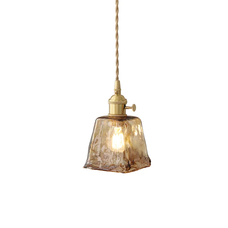 

Nordic Retro Brass Glass Chandelier B & B Bar Restaurant Bedside Lamp Creative Personality Coffee Shop Bedroom Lamps