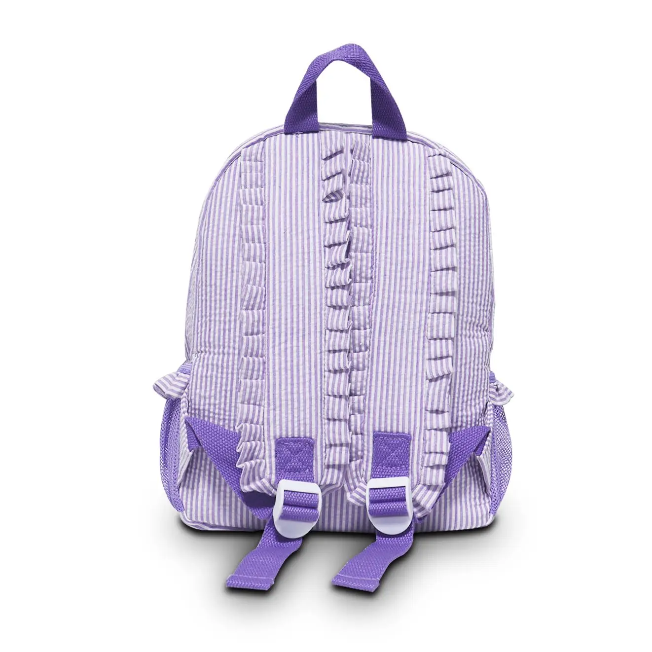 Purple Set School Bag Ruffle Seersucker Backpacks With Seersucker Cosmetic Bag Ruched Kids Backpack Light Soft For Travel Set