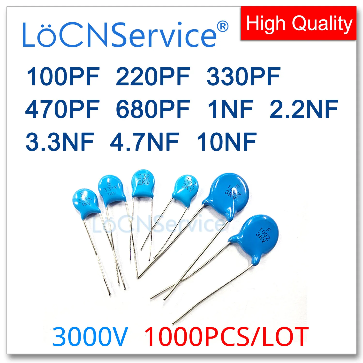 

LoCNService 1000PCS 3000V CT81 100PF 220PF 330PF 470PF 680PF High voltage Ceramic Capacitor High Quality 3KV 101 221 331 471 681