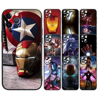 fashion marvel iron man for apple iphone 13 12 mini 11 xs pro max x xr 8 7 6 plus se 2020 5 black soft tpu capa phone case