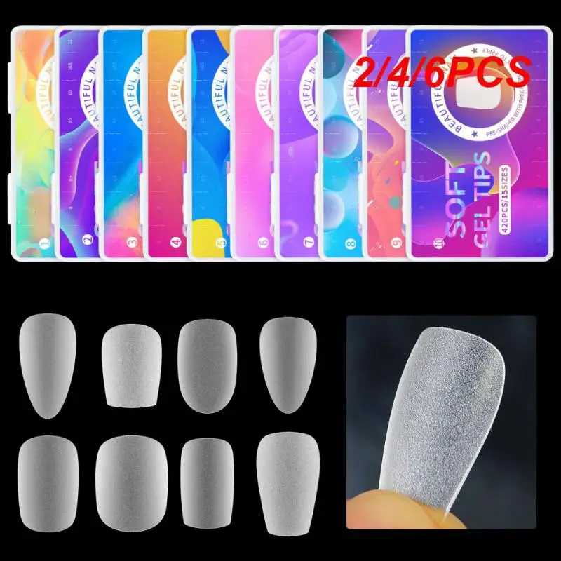 

2/4/6PCS Curve False Nail Tips XXL Extra Long Square Fake Acrylic Nails French Full Cover Transparent Soft Gel Tips Salon Tools