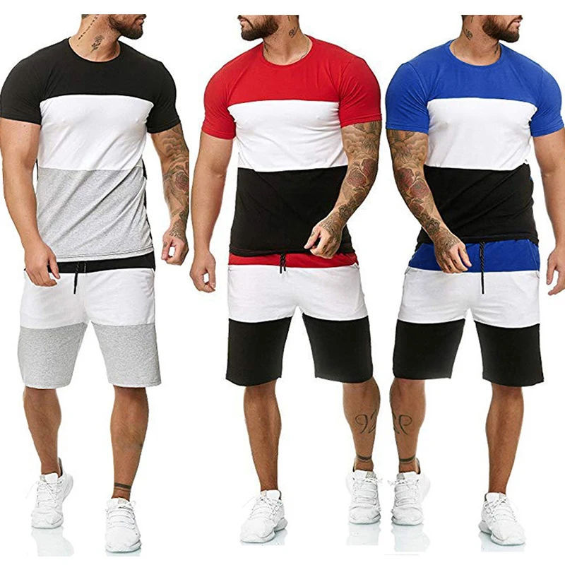 Summer Sport Fitness Homewear Men's Shorts Sleeve T-Shirt + Pant 2 Pieces Sets Daily Clothing Male Suits for Men Tracksuit |