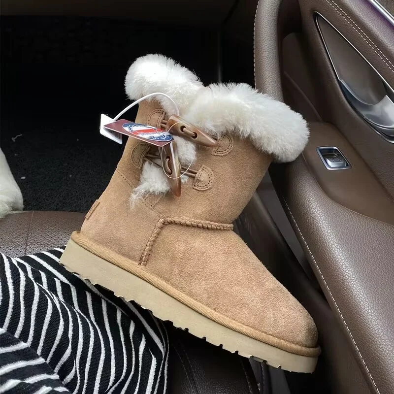 

Classic handcrafted cashmere warm casual all-in-one fur boots with thick soles large size women's 35-39