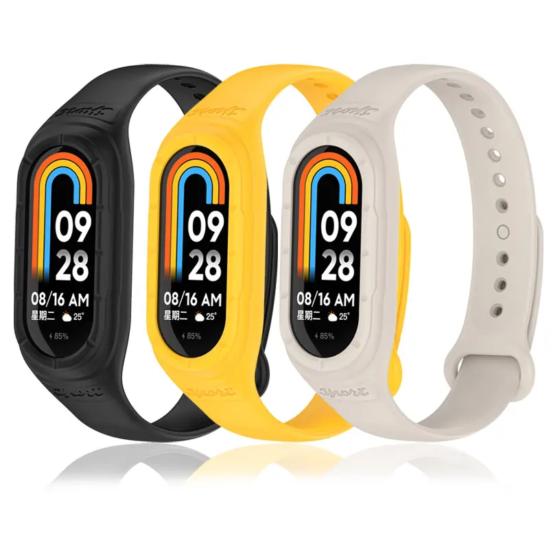 

Watchband Case Compatible with Xiaomi Mi Band 8 Adjustable Silcone Strap & Cover Smart Watch Accessories for Mi Band 8 Bracelets