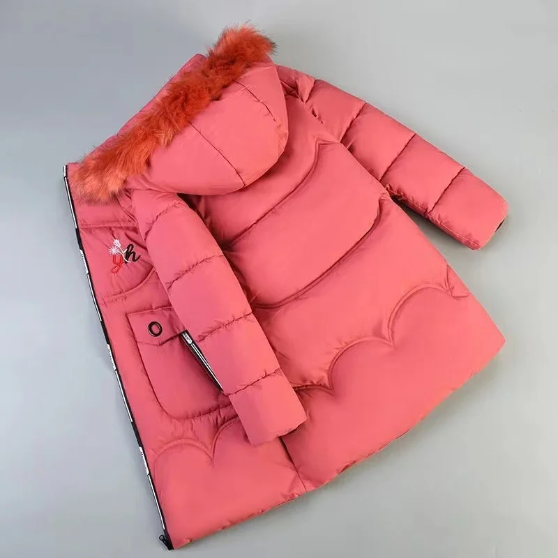 Girls' Winter Cotton Padded Clothes New Medium Length Big Children's Warm Cotton Padded Jacket