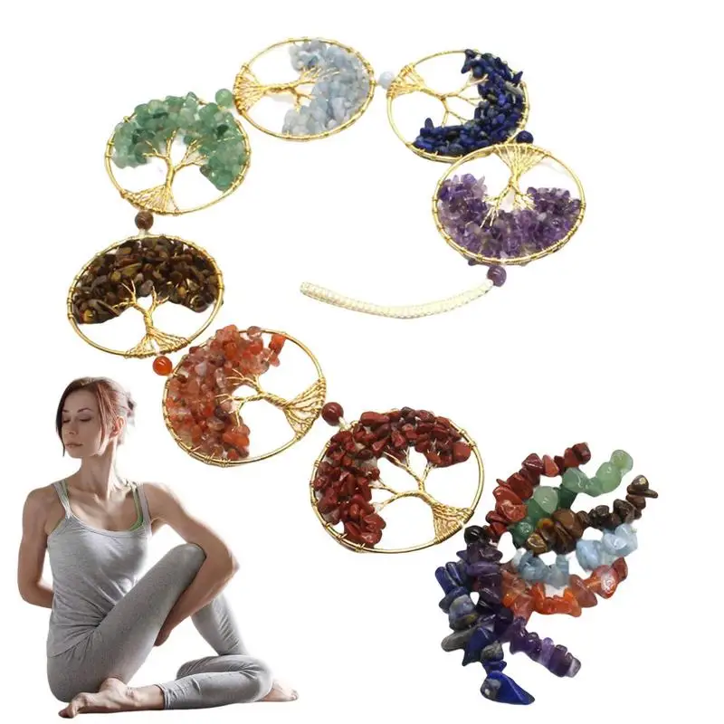

Crystal 7 Chakras Gemstone Wall Decor Trees Of Life Meditation Ornament Wall Decorations Hanging Home Chakras