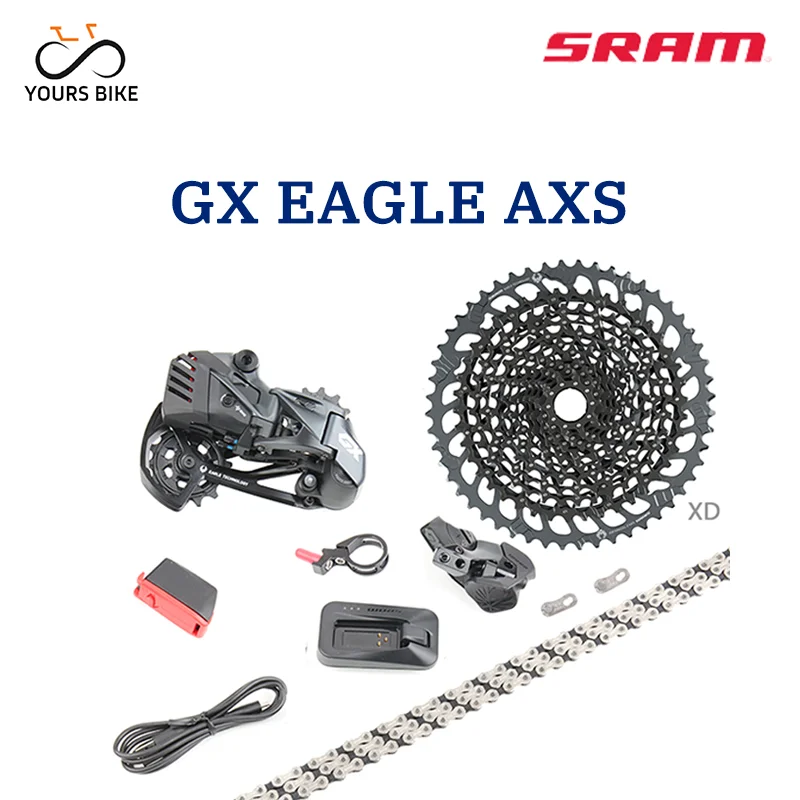 

SRAM NEW GX EAGLE AXS 1x12 12 Speed Electronic Transmission Kit, Wireless Gear Shifter, Rear Derailleur Cassette Chain 10-52t K7