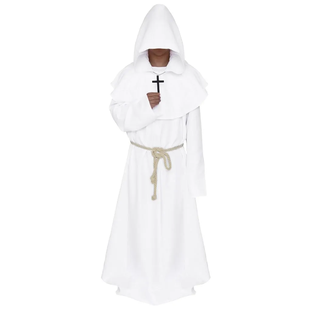 

Halloween Wizard Costume Cosplay Medieval Hooded Robe Costume Monk Friar Robes Priest Costume Ancient Clothing Christian Suit