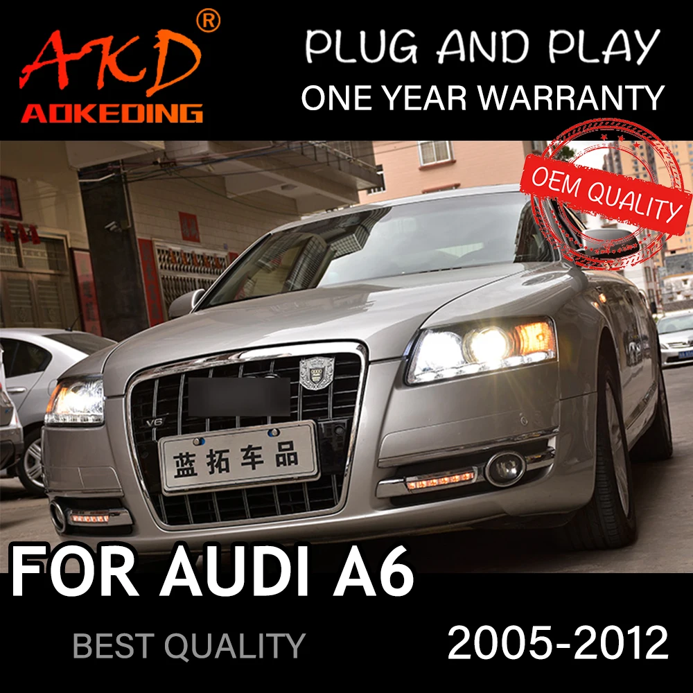 

Фары для AUDI A6 2005-2011, автомобильные светодиодные фары DRL Hella 5, ксеноновые линзы Hid H7, автомобильные аксессуары AUDI A6L