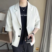 2022 korean style summer blazers mens leisure suit edition trend ruffian handsome loose small suit half sleeve jacket s 3xl
