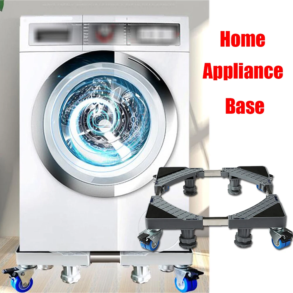 Washing Machine Dryer Refrigerator Move Storage Shelf with Lock Wheels Home Appliance Adjustable Height Lifting Base Stand