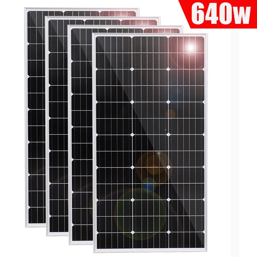 

640w 600w 480w 450w Glass Solar Panels Photovoltaic Panel Solar System Balcony Home Car Boat Roof Camper Energy Monocrystalline