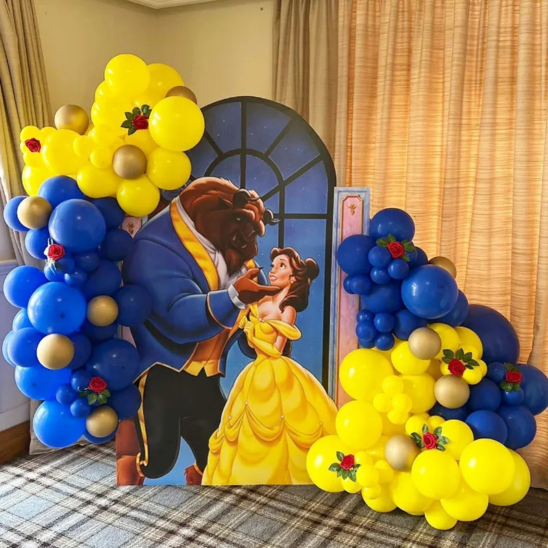 

123pcs Disney Beauty And The Beast Theme Balloons Garland Arch Kit Princess Belle Foil Balloon Birthday Baby Shower Party Decor