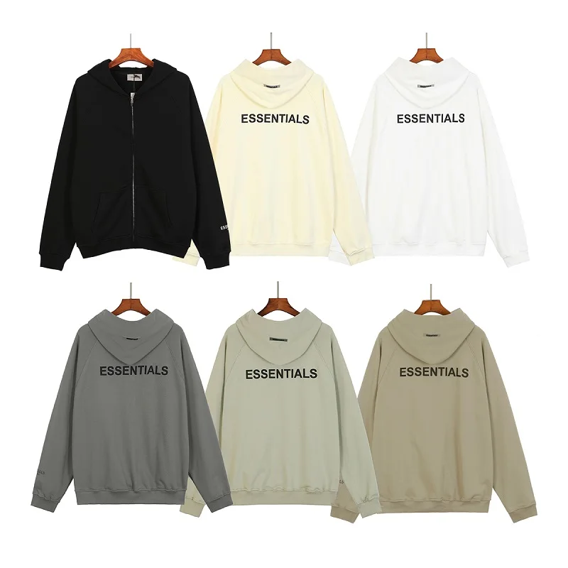 

ESSENTIALS Hoodies Rubber Print Letters High-Quality 100% Cotton Fleece Fashion High Street Oversized Unisex Hip Hop Sweatshirt