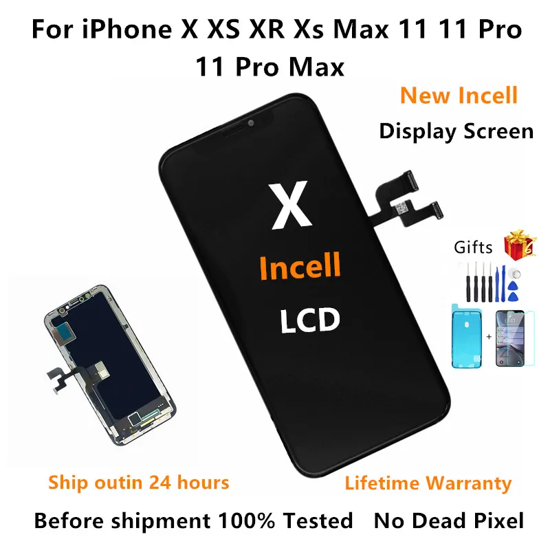 

New Incell Display For iPhone X XR XS Max 11 LCD Screen Replacement lcd For iPhone xs 11 Pro Max With 3D Touch display screen