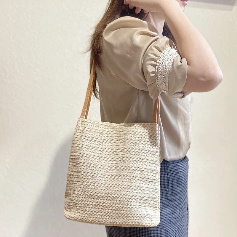

Ladies Fashion Summer Straw Crossbody Bag Women Beach Holiday Shopping PU Strap Handbag Female Messenger Purses For Women's Bags
