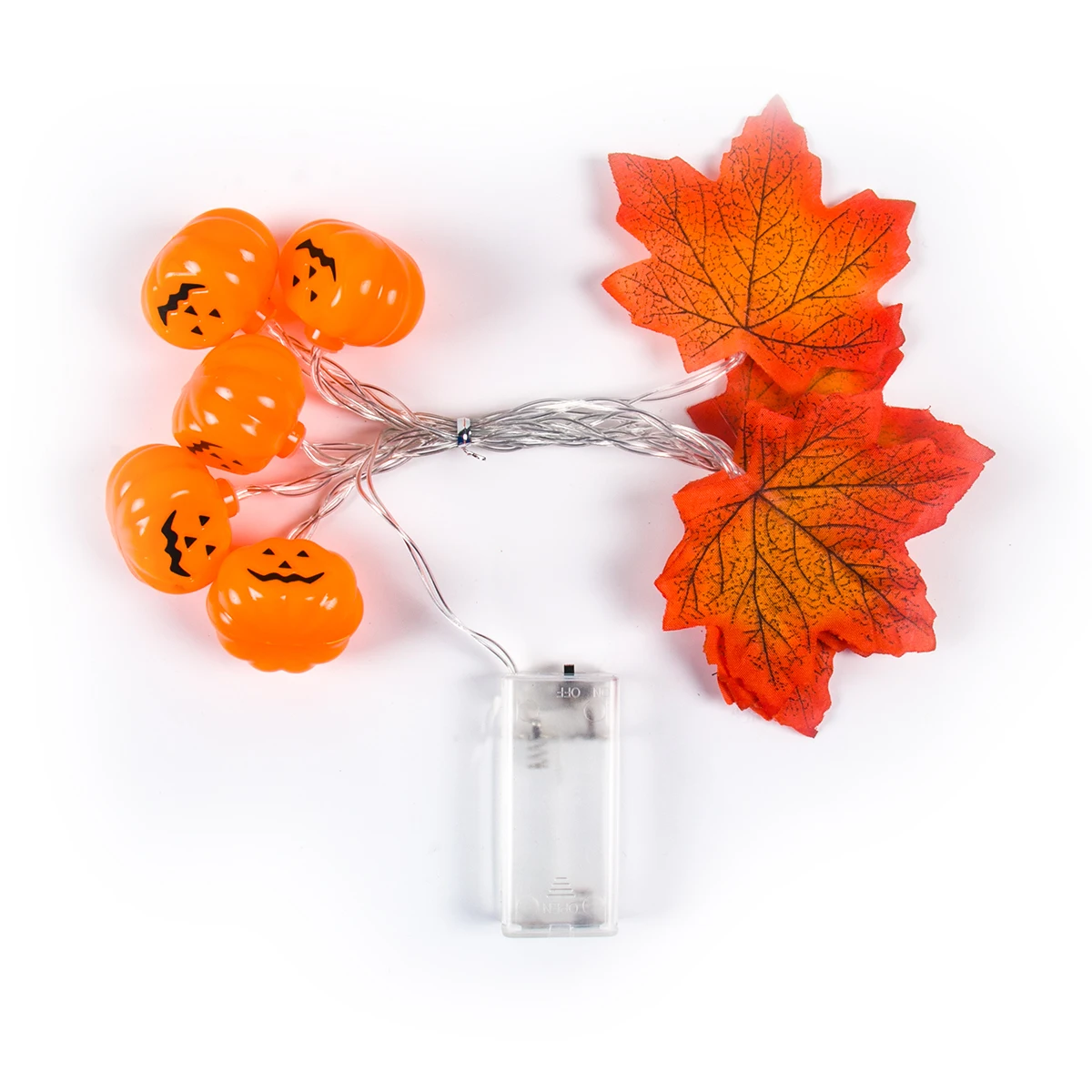 Хэллоуин Гирлянда С Кленовыми Листьями И Тыквой Мерцающее Подвесное Освещение