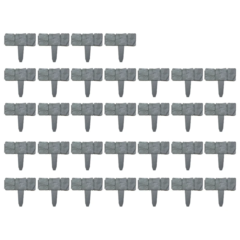 32PCS PP Plastic Fence Garden Fence Inserted Fence Gardening Grass Fence Stone Effect Lawn