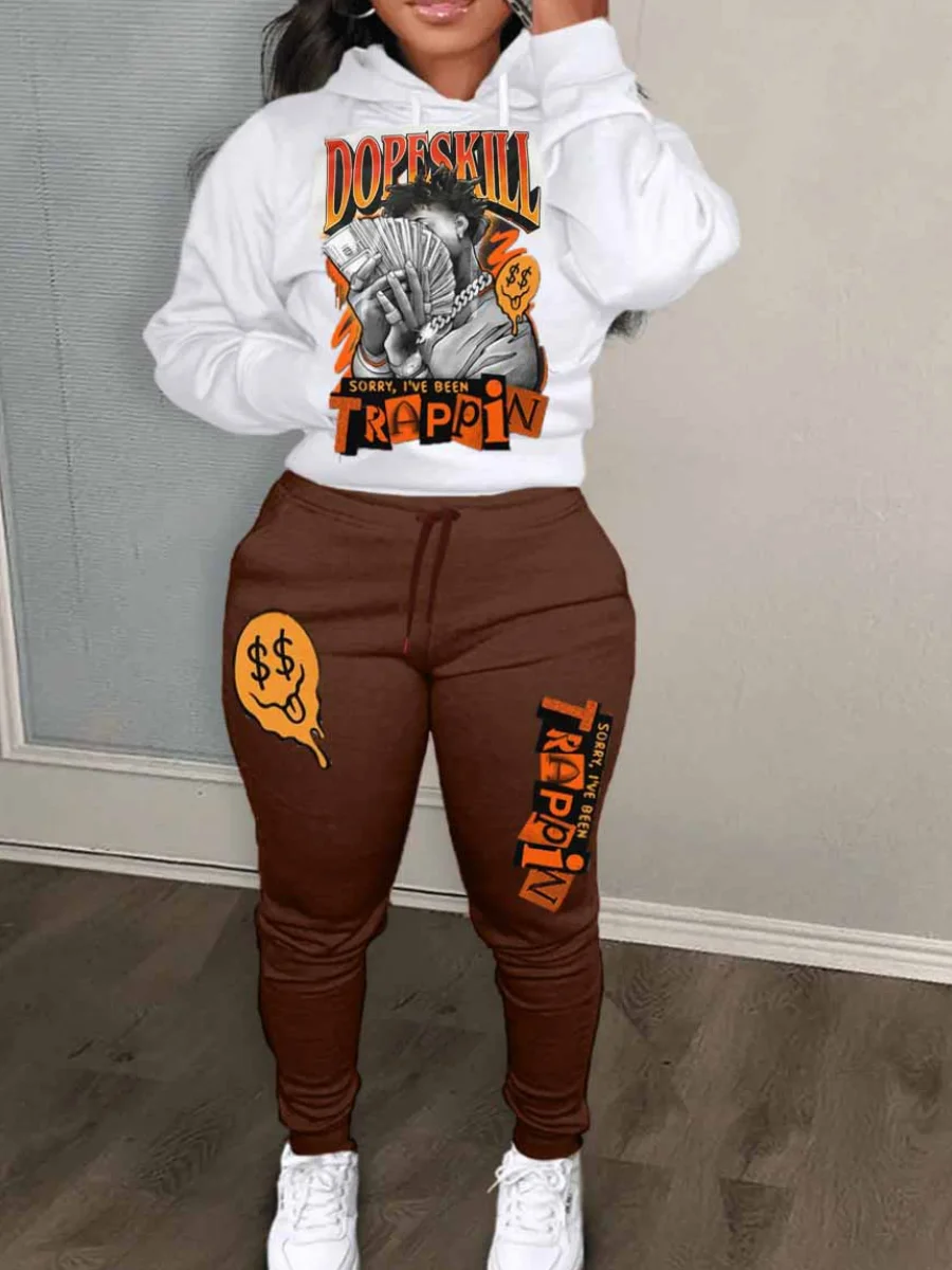 Спортивный костюм с карманами-кенгуру и надписью