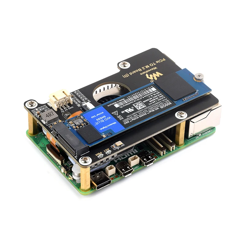 Плата адаптера Raspberry Pi 5 PCIe-M.2 (D) NVMe M.2 SSD 2280  2260  22422230, размер Gen2 Gen3, поддержка RPi 5 (art.: 3920c8be02f20) - 3920c8be02f20