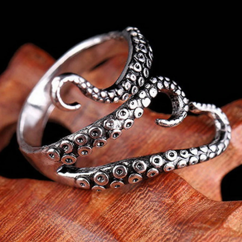 

Vintage Gothic Octopus Rings for Men Women Personality Rock Punk Open Adjustable Animal Finger Ring Party Fashion Jewelry Gifts