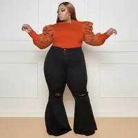 plus size women tops 2022 autumn puff sleeve shirt for lady fashion solid blouse sexy casual crop top fall clothes wholesale