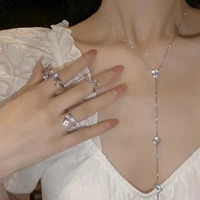 xikh fashion fine y shaped rhinestones tassel pendant neck necklace student clavicle chain wedding women choker girl accessories
