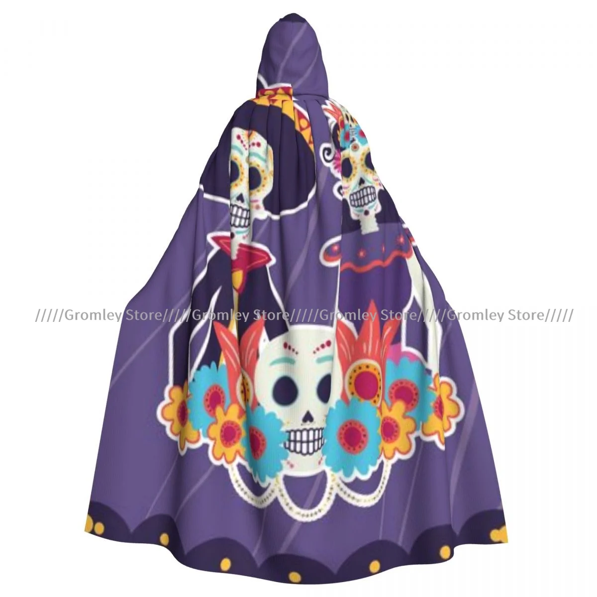 Dia De Los Muertos череп плащ ведьмы с капюшоном косплей костюм Хэллоуин для взрослых
