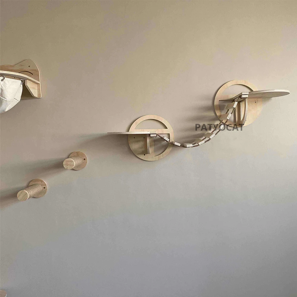 Настенные деревянные полки для кошек домик и прыгающая платформа с педалями или