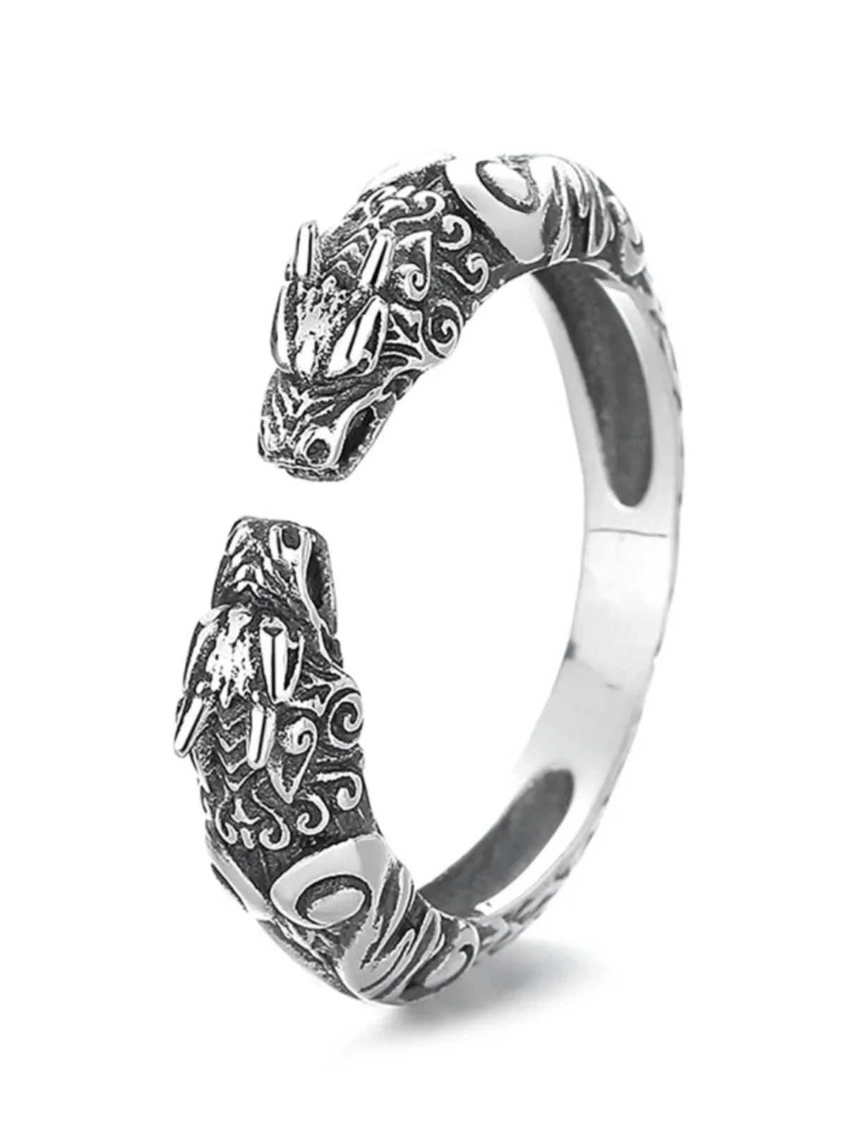 QN Новое ретро кольцо с двойной головой дракона для мужчин и женщин модные