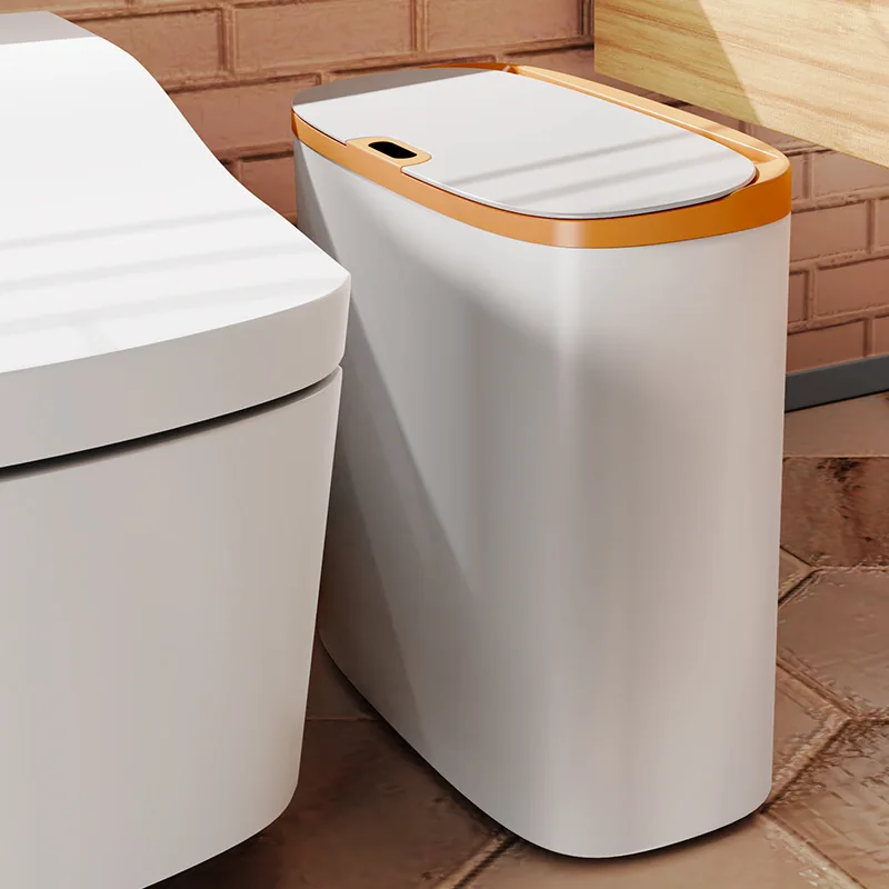 

Intelligent Induction Trash Can Household Bathroom with Lid ElectricNarrow PaperBasket Crevice Toilet Paper Bucket Bathroom Bin
